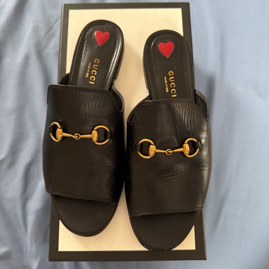 Gucci Leather Horsebit Slides